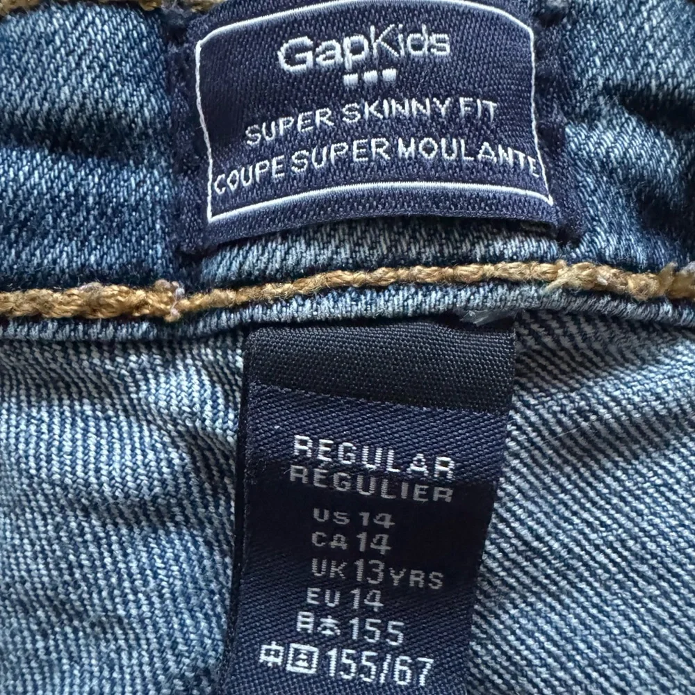 Gap kids factory super skinny fit blue jeans.  Girls size 14